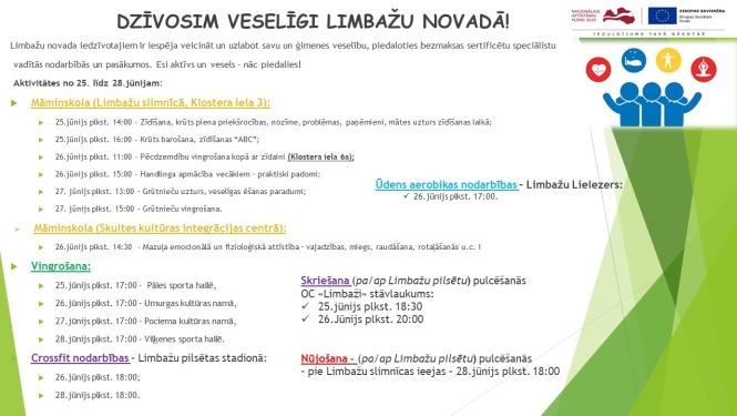 Aicinām šajā nedēļā apmeklēt veselību veicinošas aktivitātes Limbažu novadā