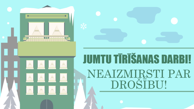 Par drošību, veicot sniega tīrīšanu augstumā