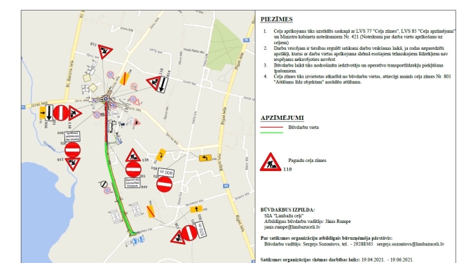 Uz laiku tiks slēgta satiksme Ievu ielas posmā no Sporta ielas līdz Ievu ielai 9b