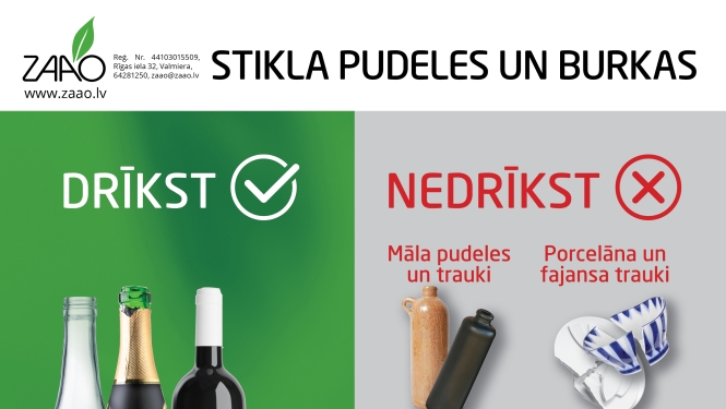 ZAAO jaunās konteineru uzlīmes vērš uzmanību uz pareizu šķirošanu