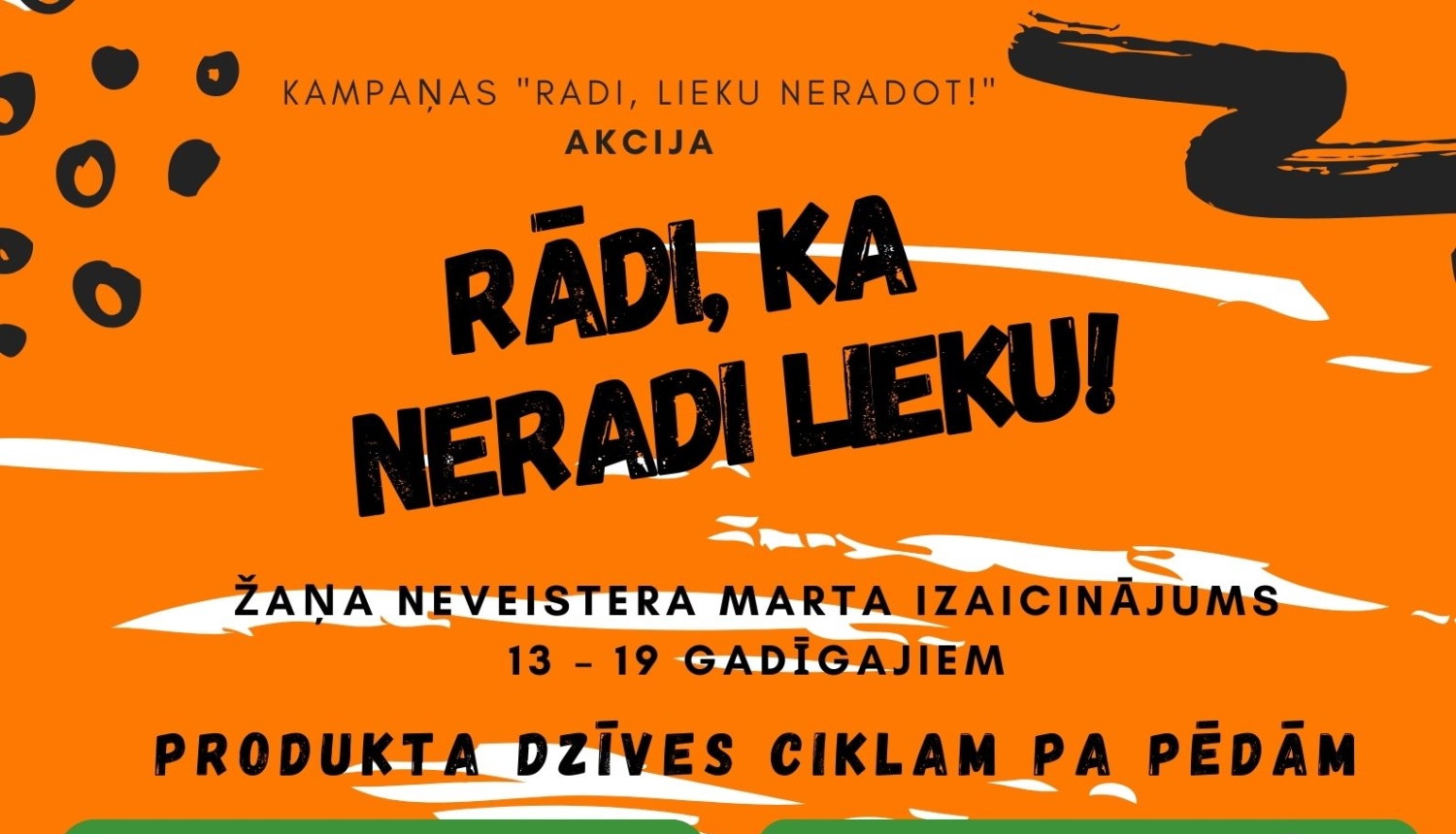 Akcija „Rādi, ka neradi lieku!” aicina jauniešus domāt par aprites ekonomiku